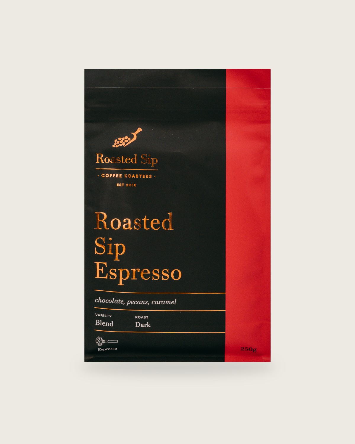 Roasted Sip RS Espresso coffee bag