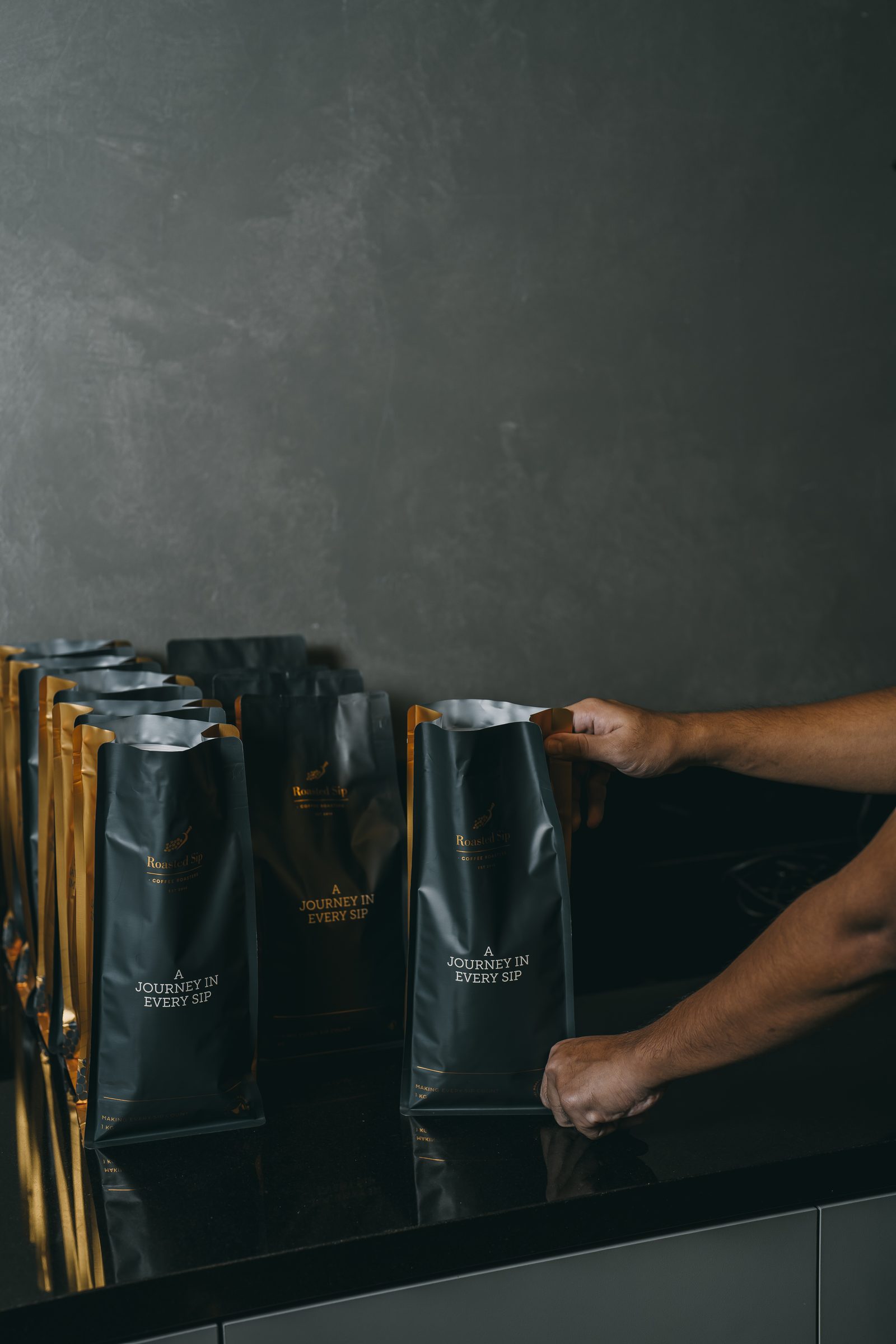 Roasted Sip wholesale — at the bar with a partner